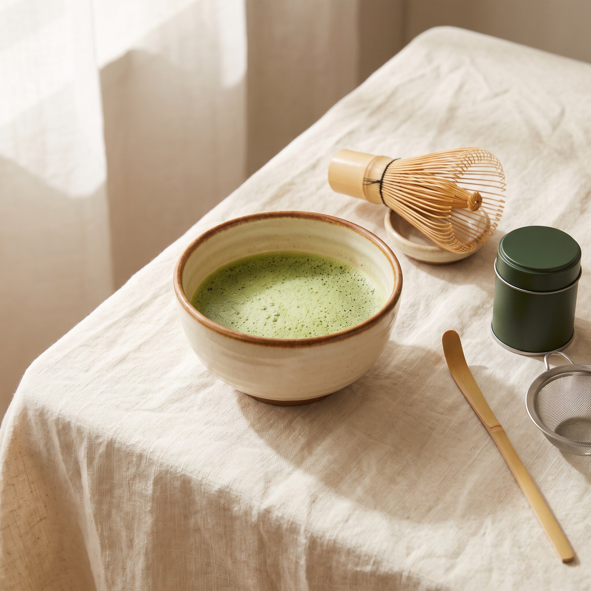 Kit matcha 6 pièces — coffret bol et fouet, coloris Crème Brun