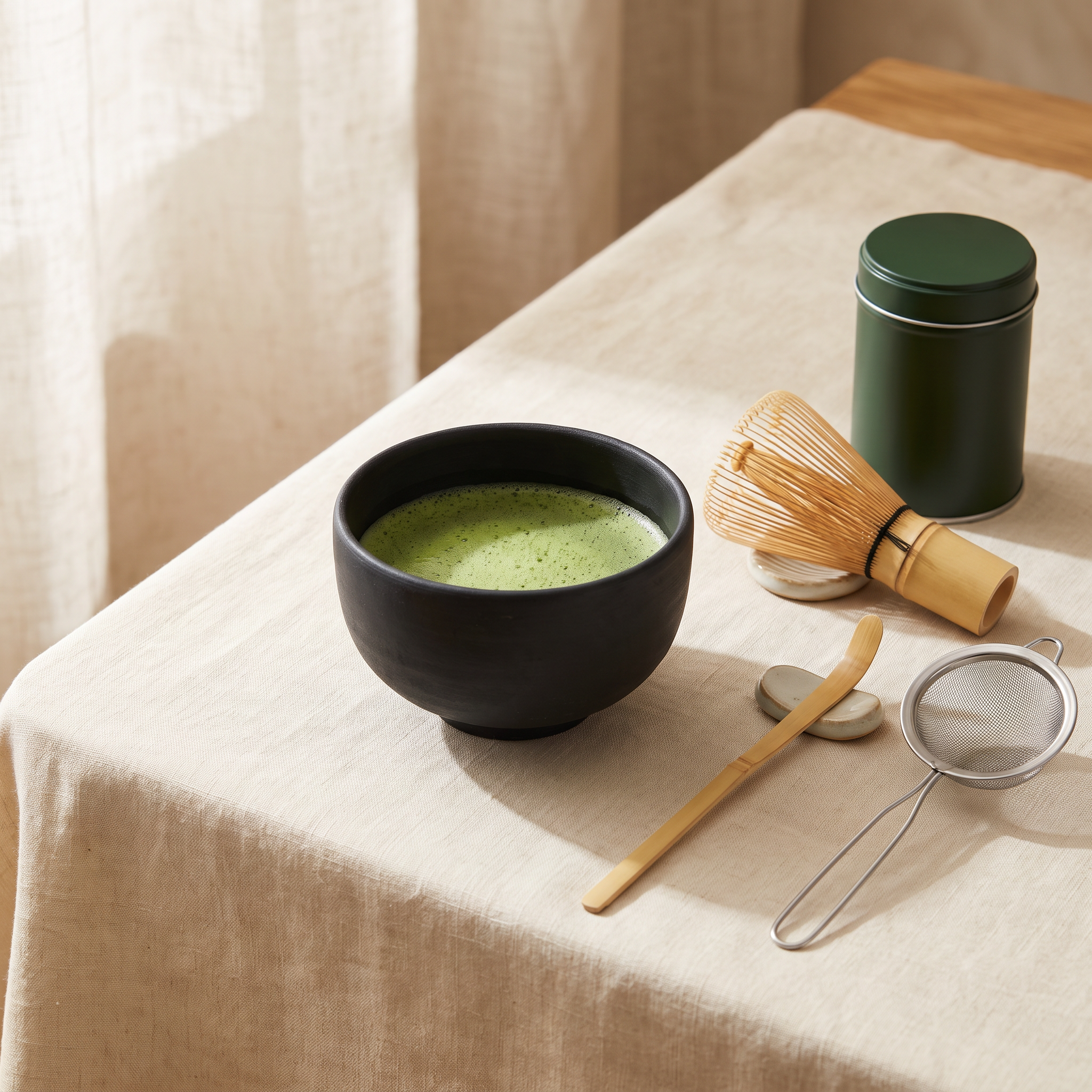 Kit matcha 6 pièces — coffret bol et fouet, coloris Noir Mat
