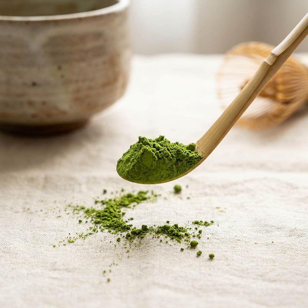 Matcha Taishan bio — cuillère en bambou